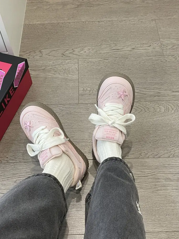 Campus sweet wind stars training board shoes 2024 autumn new high color value thick bottom breathable not stuffy feet sneaker — feature 9
