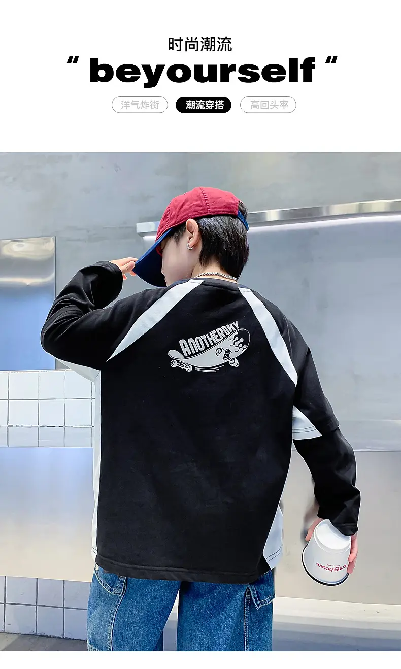 Boys Long Sleeve Contrast T-Shirt 2025 Kids — feature 1