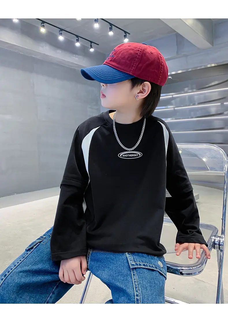 Boys Long Sleeve Contrast T-Shirt 2025 Kids — feature 12