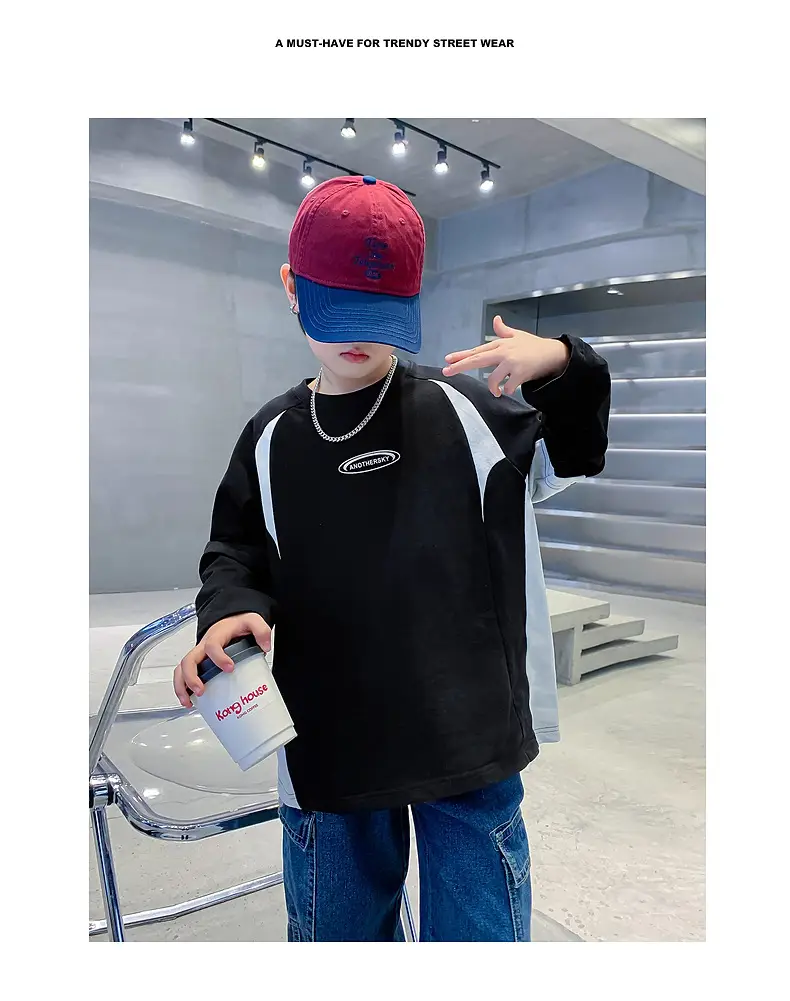 Boys Long Sleeve Contrast T-Shirt 2025 Kids — feature 2