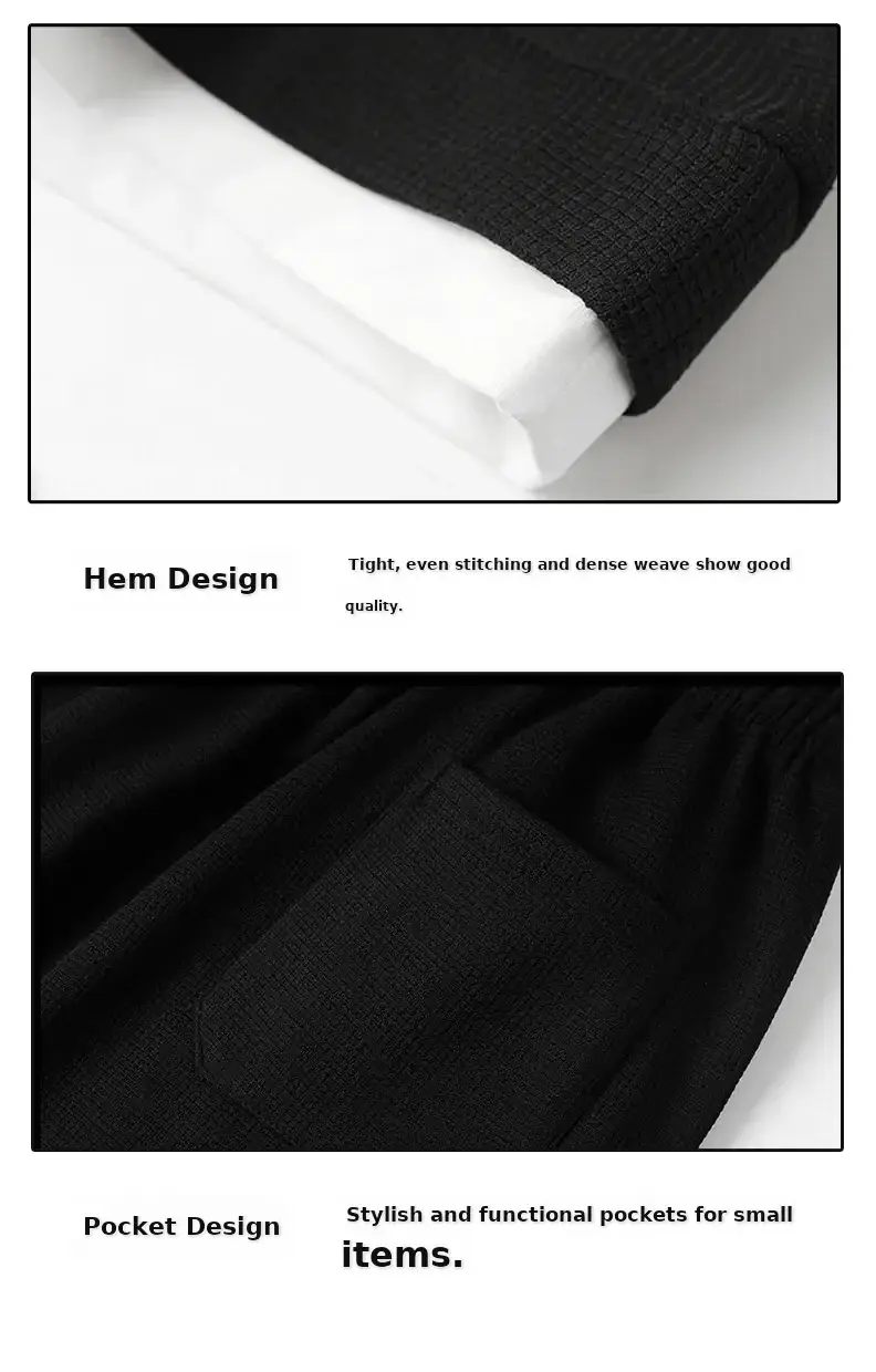 Men Waffle Casual Sweatpants Set Grey Loose Fit — feature 8