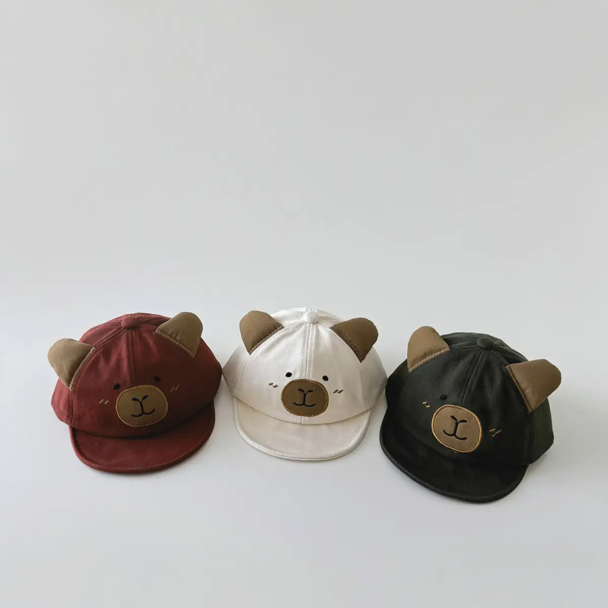 Cute Cartoon Bear Baseball Caps for Kids Blue White Black