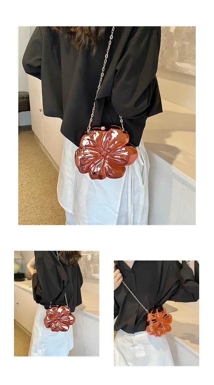 Women's 3D Floral Shoulder Messenger Bag Brown — feature 5
