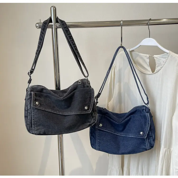 Japanese Style Flapover Washed Canvas Crossbody Bag — feature 103