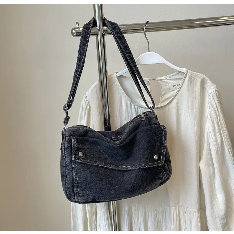 Japanese Style Flapover Washed Canvas Crossbody Bag — feature 104