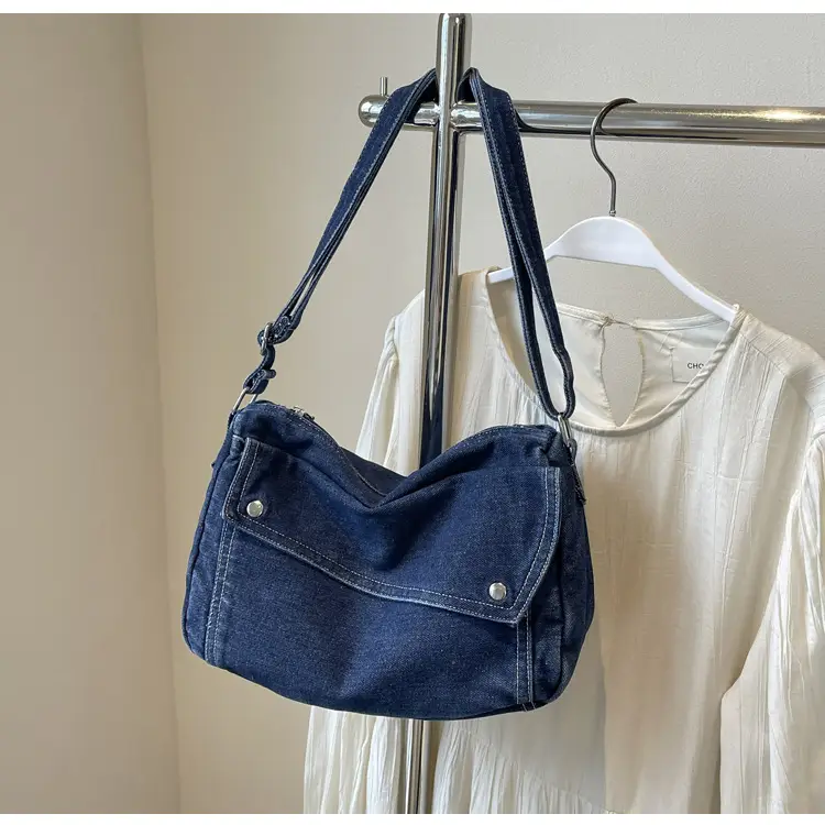 Japanese Style Flapover Washed Canvas Crossbody Bag — feature 107