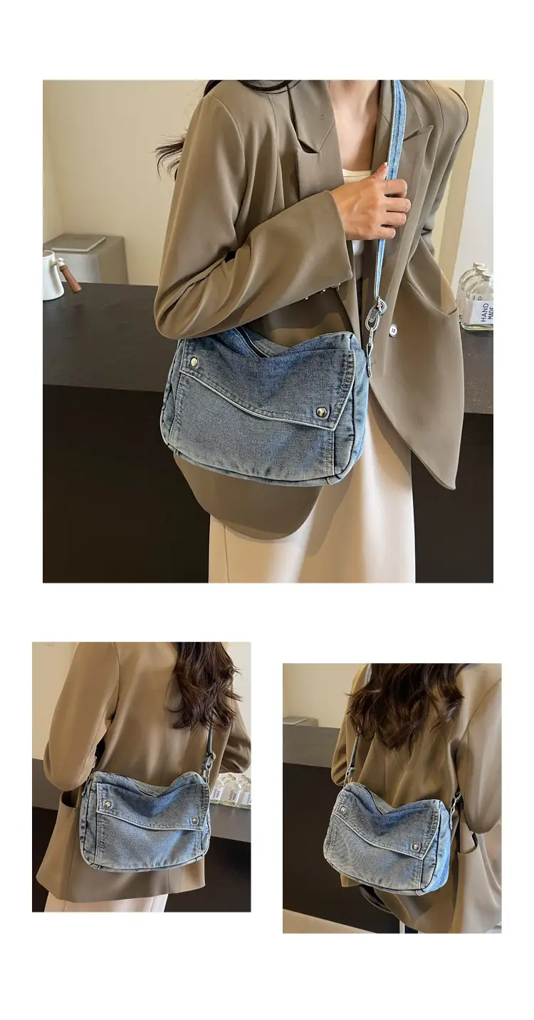 Japanese Style Flapover Washed Canvas Crossbody Bag — feature 12