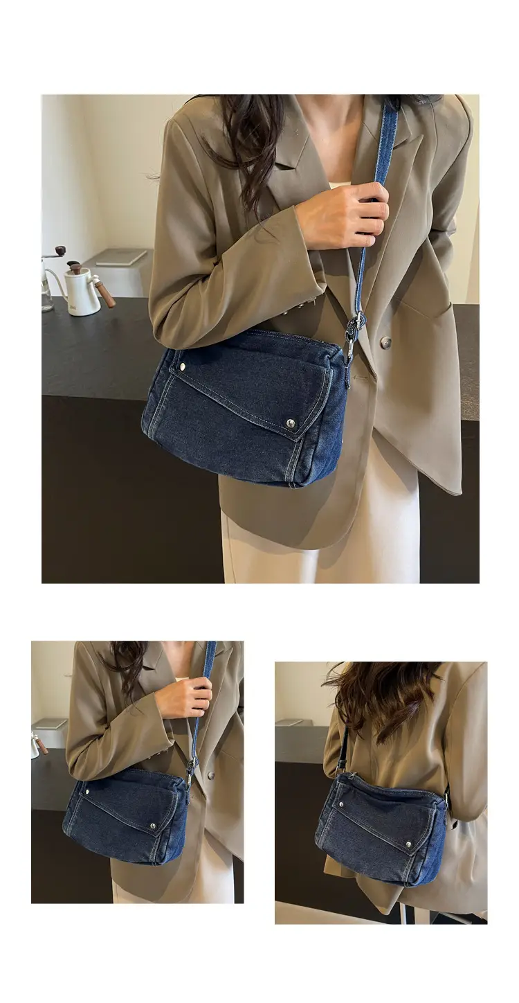 Japanese Style Flapover Washed Canvas Crossbody Bag — feature 13