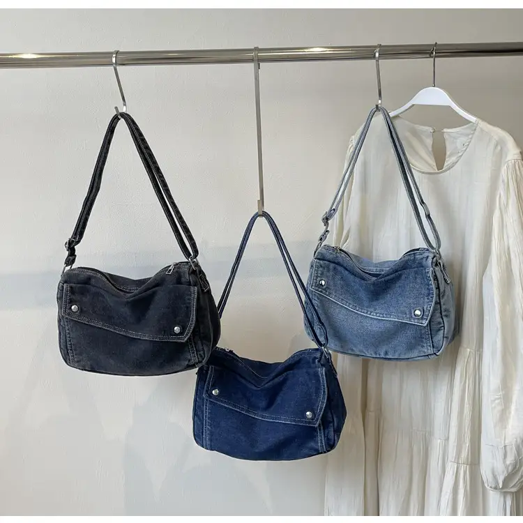 Japanese Style Flapover Washed Canvas Crossbody Bag — feature 15