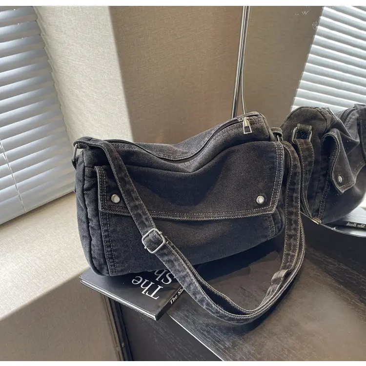 Japanese Style Flapover Washed Canvas Crossbody Bag — feature 18