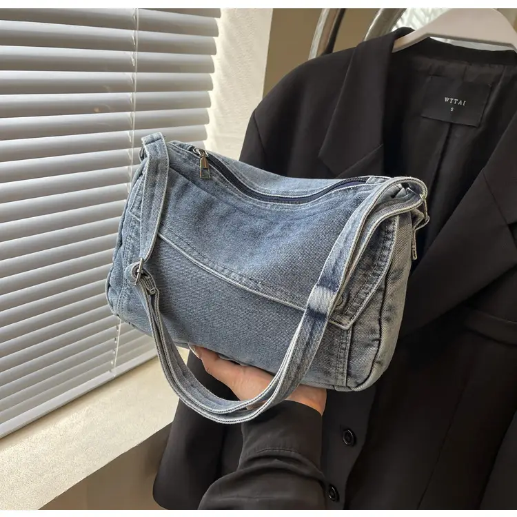 Japanese Style Flapover Washed Canvas Crossbody Bag — feature 21