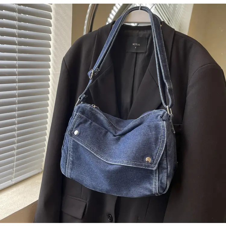 Japanese Style Flapover Washed Canvas Crossbody Bag — feature 23