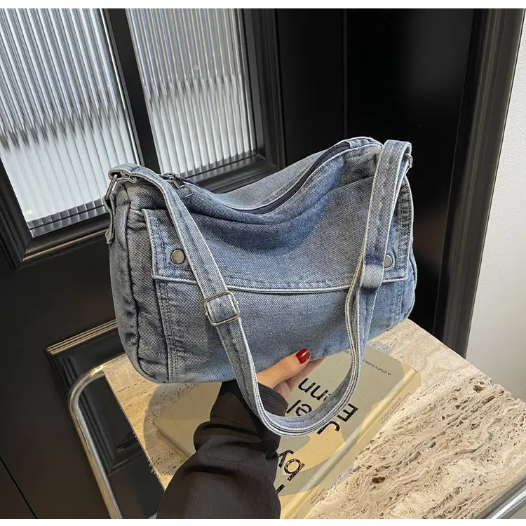 Japanese Style Flapover Washed Canvas Crossbody Bag — feature 26