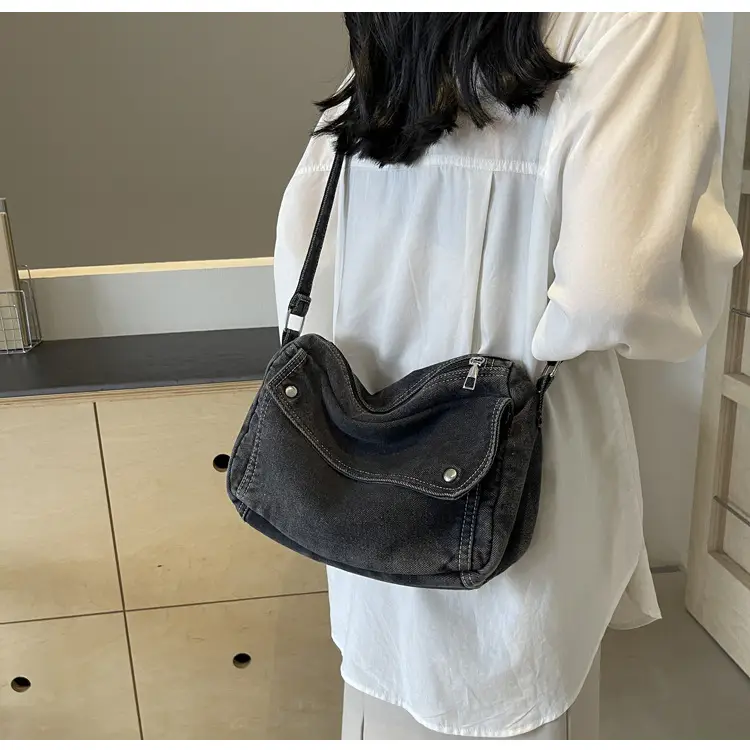 Japanese Style Flapover Washed Canvas Crossbody Bag — feature 29