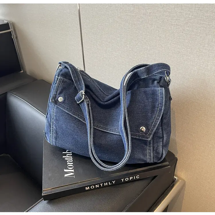 Japanese Style Flapover Washed Canvas Crossbody Bag — feature 32