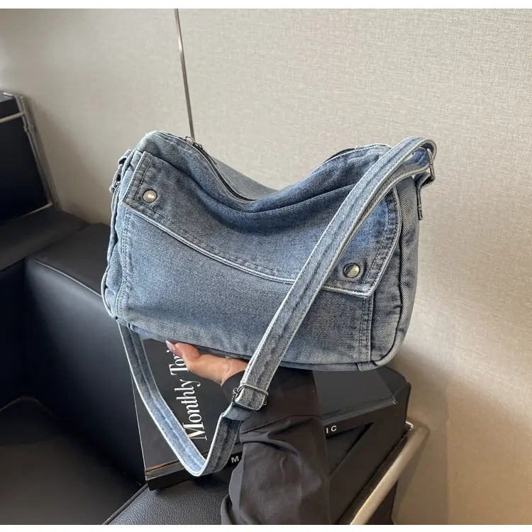 Japanese Style Flapover Washed Canvas Crossbody Bag — feature 34