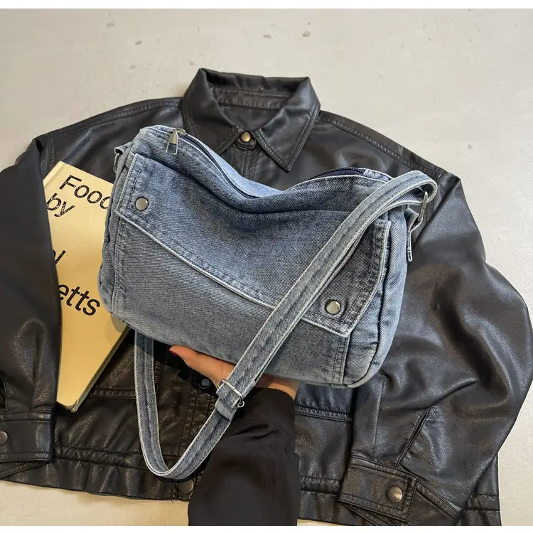 Japanese Style Flapover Washed Canvas Crossbody Bag — feature 35