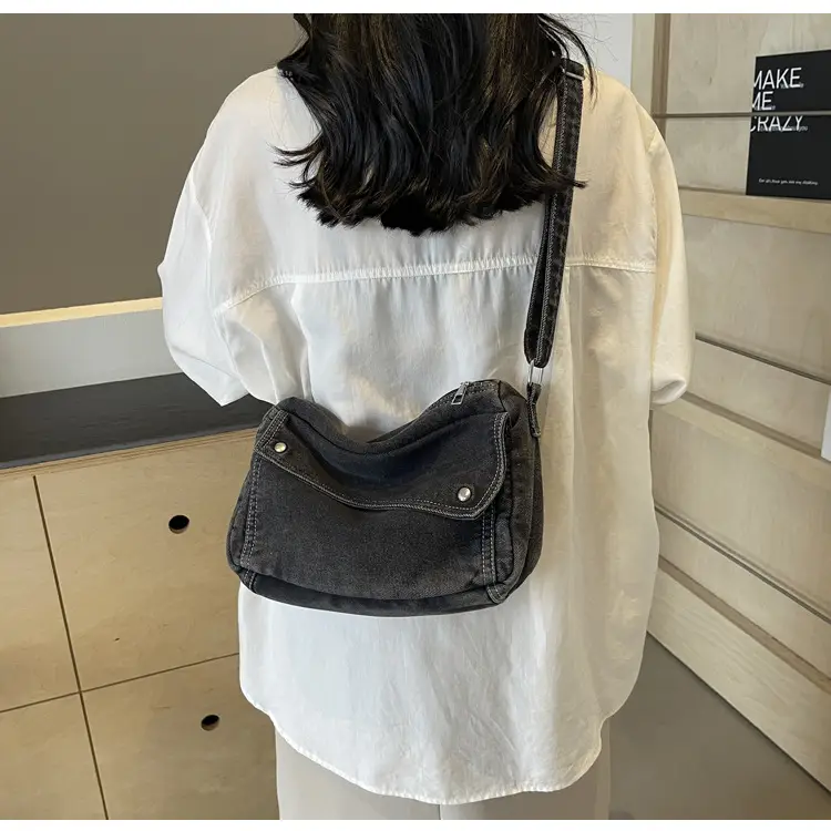 Japanese Style Flapover Washed Canvas Crossbody Bag — feature 41