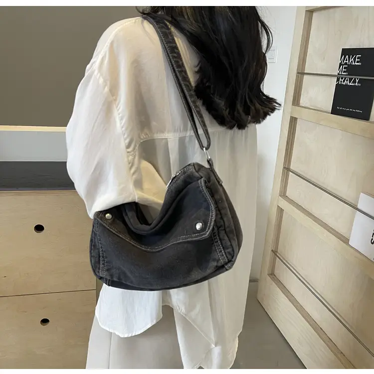 Japanese Style Flapover Washed Canvas Crossbody Bag — feature 43