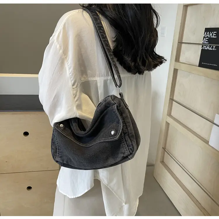 Japanese Style Flapover Washed Canvas Crossbody Bag — feature 44