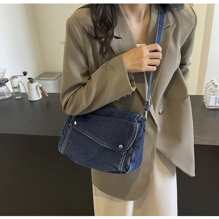 Japanese Style Flapover Washed Canvas Crossbody Bag — feature 49