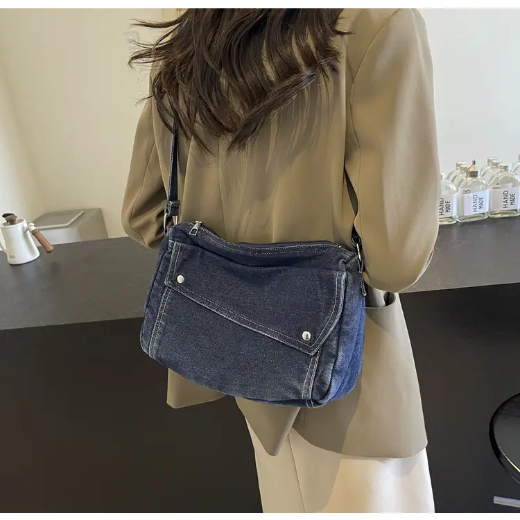 Japanese Style Flapover Washed Canvas Crossbody Bag — feature 50