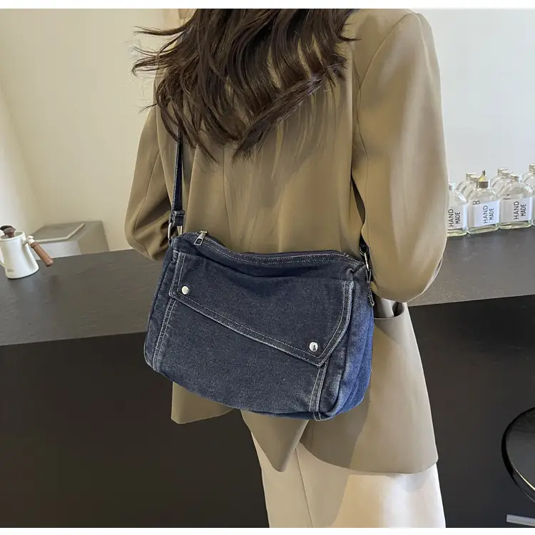 Japanese Style Flapover Washed Canvas Crossbody Bag — feature 51