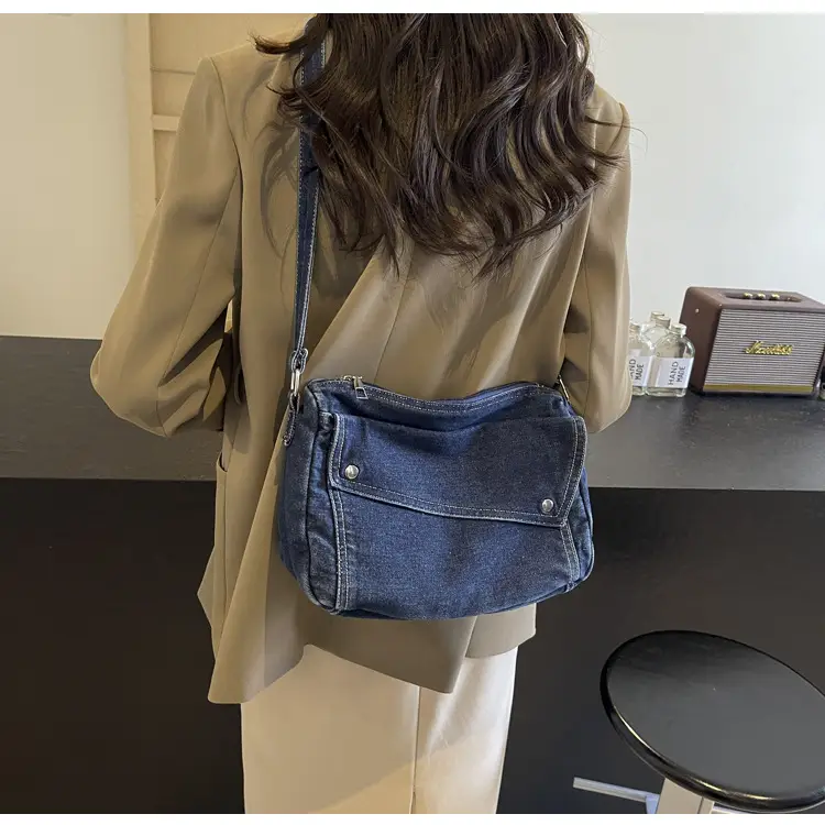 Japanese Style Flapover Washed Canvas Crossbody Bag — feature 52