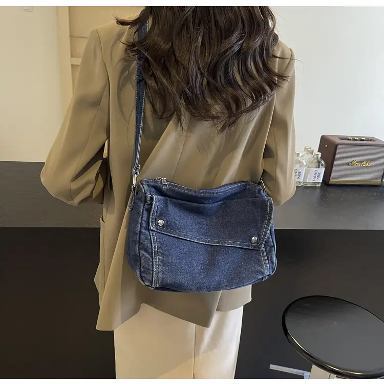 Japanese Style Flapover Washed Canvas Crossbody Bag — feature 53