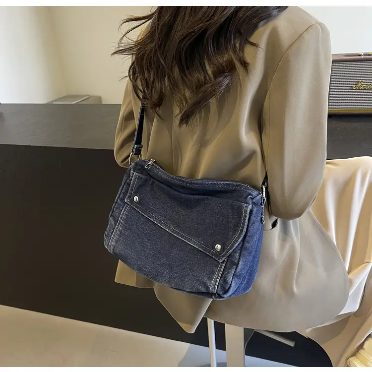 Japanese Style Flapover Washed Canvas Crossbody Bag — feature 55