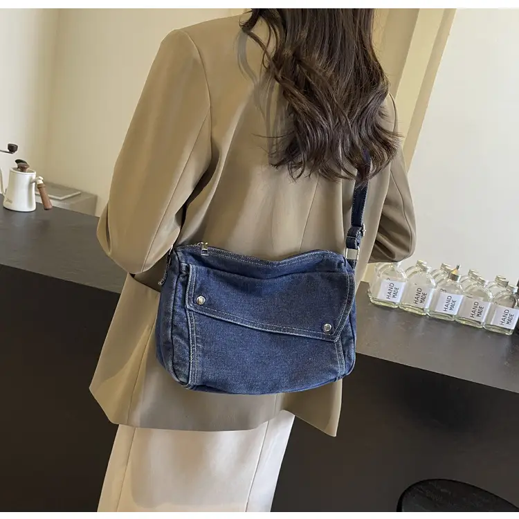 Japanese Style Flapover Washed Canvas Crossbody Bag — feature 56