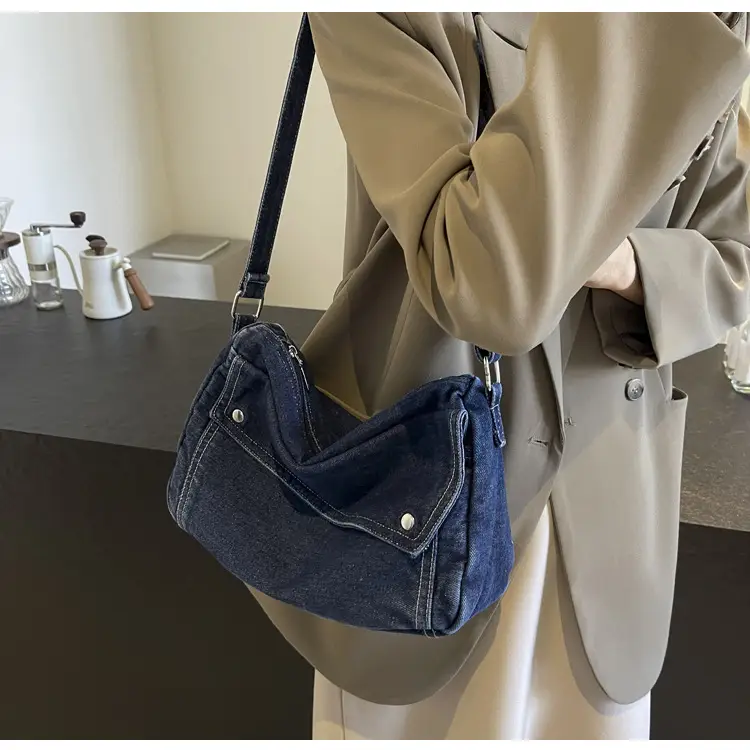 Japanese Style Flapover Washed Canvas Crossbody Bag — feature 58