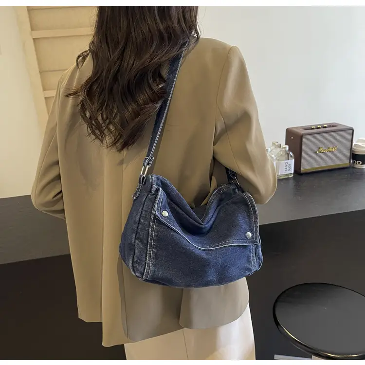Japanese Style Flapover Washed Canvas Crossbody Bag — feature 61