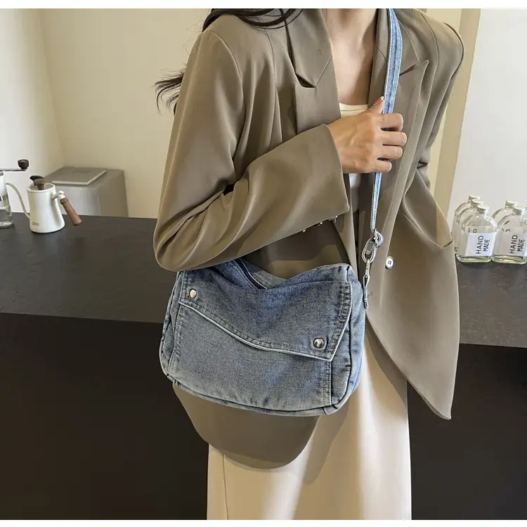 Japanese Style Flapover Washed Canvas Crossbody Bag — feature 62