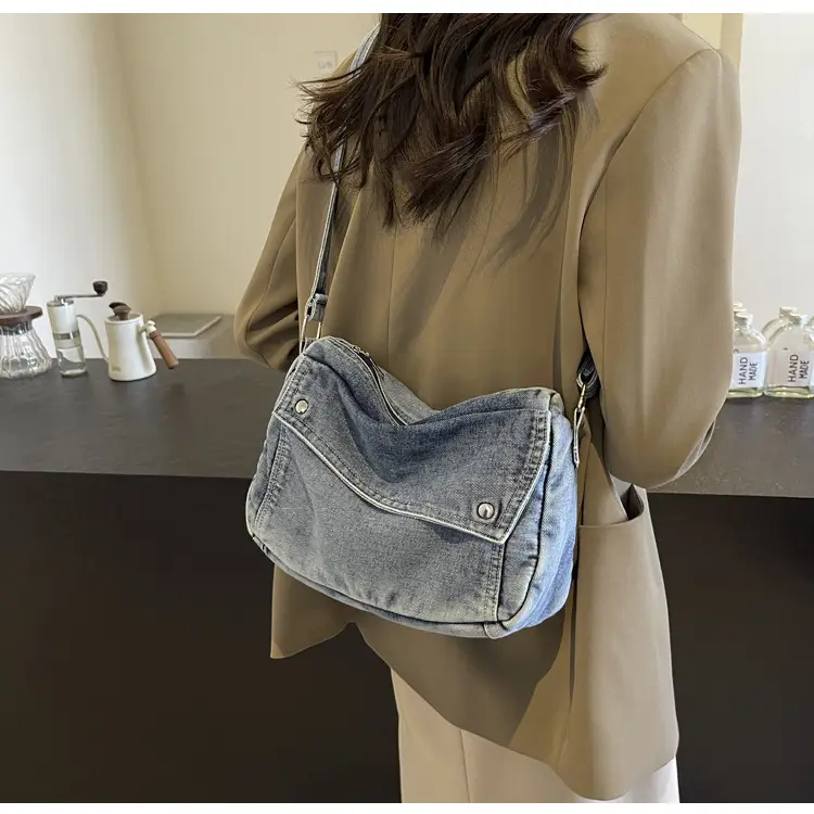 Japanese Style Flapover Washed Canvas Crossbody Bag — feature 64