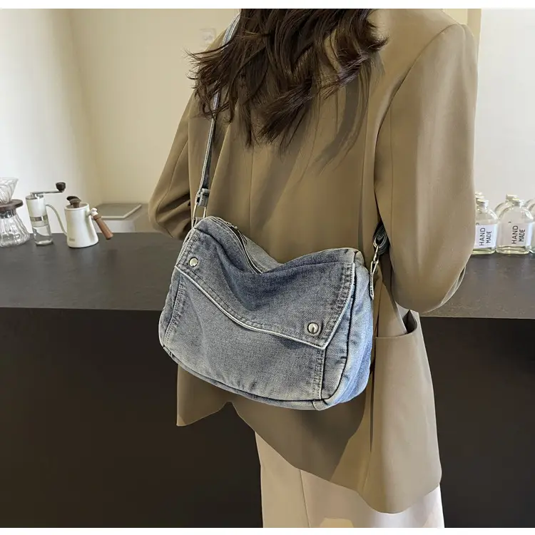 Japanese Style Flapover Washed Canvas Crossbody Bag — feature 65