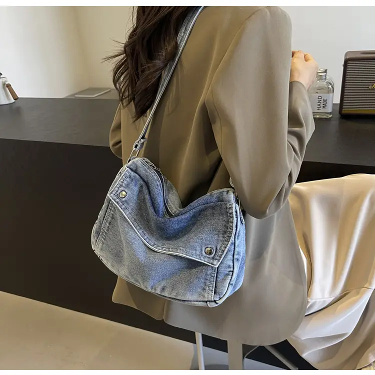 Japanese Style Flapover Washed Canvas Crossbody Bag — feature 70