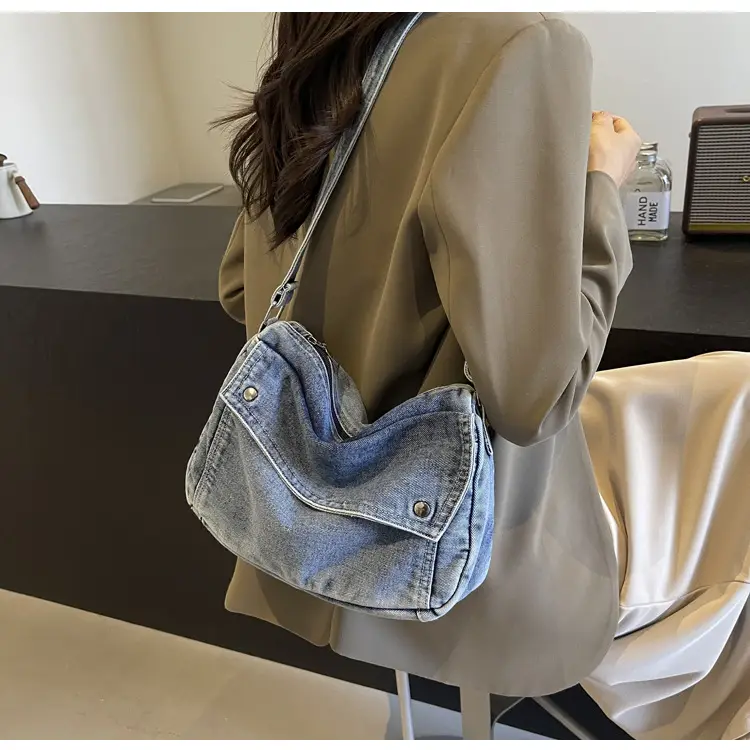 Japanese Style Flapover Washed Canvas Crossbody Bag — feature 71