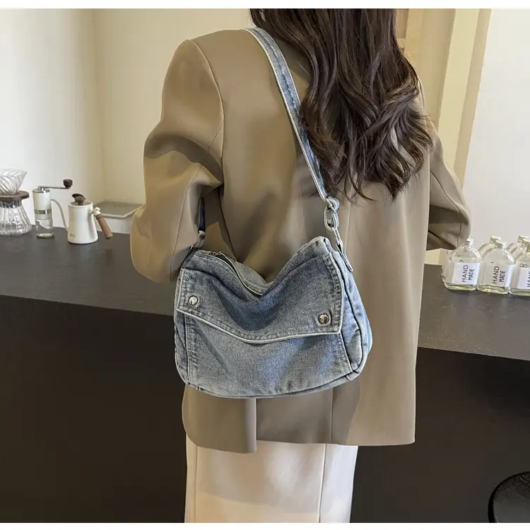 Japanese Style Flapover Washed Canvas Crossbody Bag — feature 72