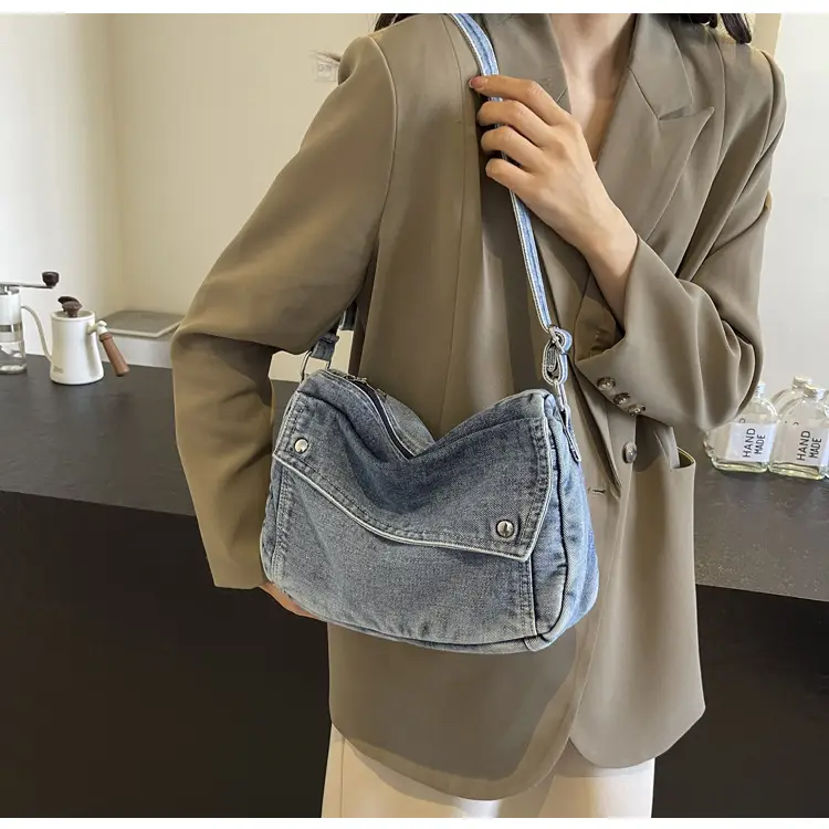 Japanese Style Flapover Washed Canvas Crossbody Bag — feature 75