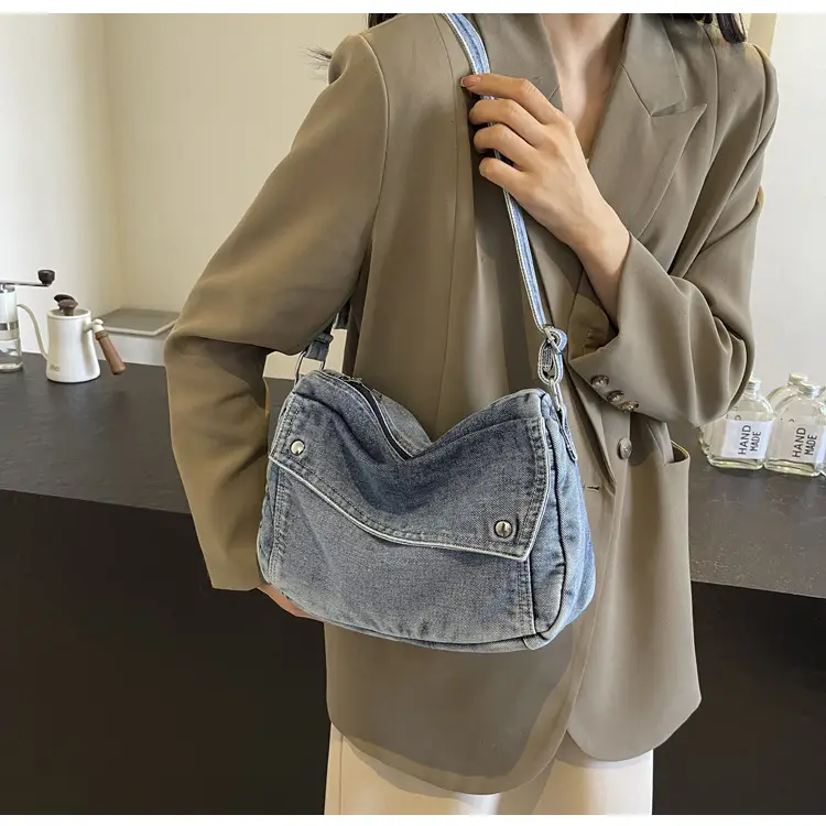 Japanese Style Flapover Washed Canvas Crossbody Bag — feature 76