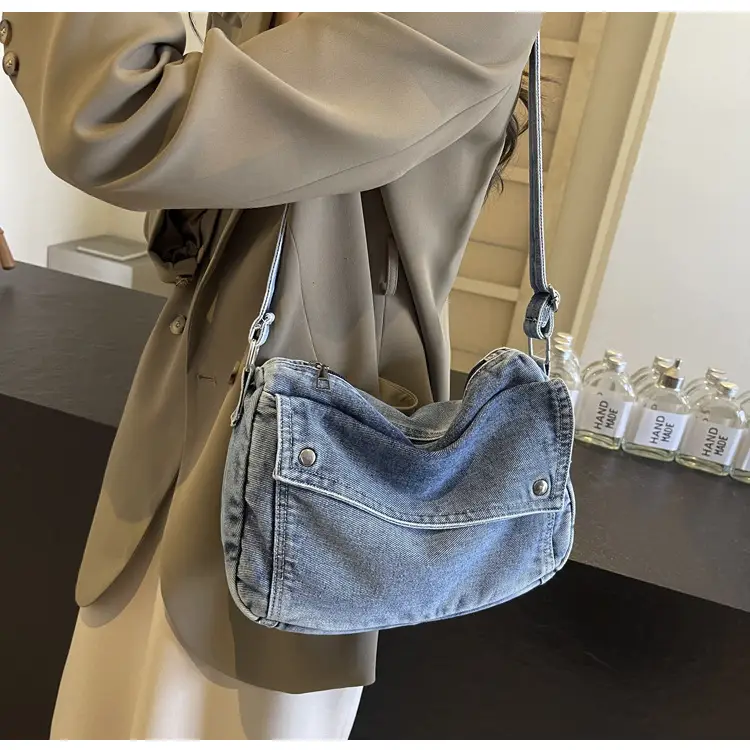 Japanese Style Flapover Washed Canvas Crossbody Bag — feature 77