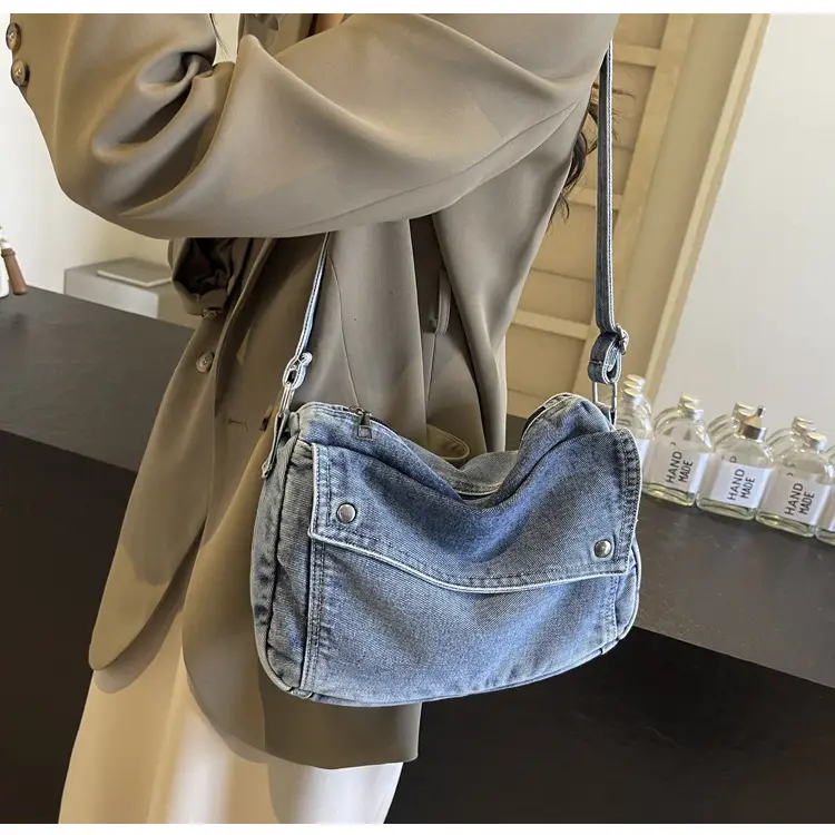 Japanese Style Flapover Washed Canvas Crossbody Bag — feature 78