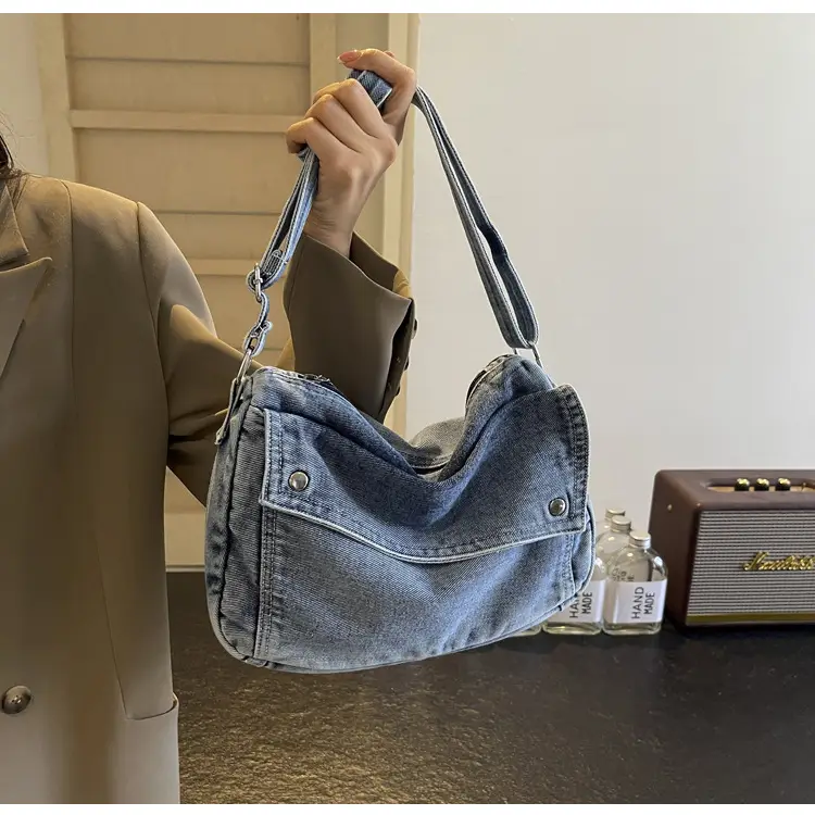 Japanese Style Flapover Washed Canvas Crossbody Bag — feature 79