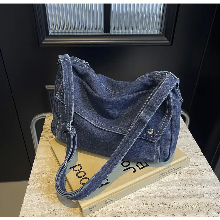 Japanese Style Flapover Washed Canvas Crossbody Bag — feature 81