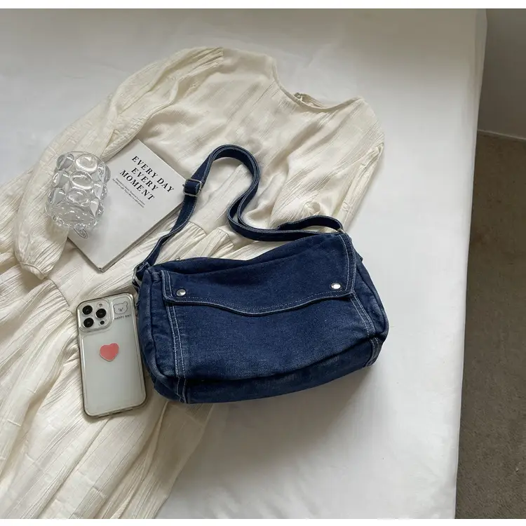 Japanese Style Flapover Washed Canvas Crossbody Bag — feature 83