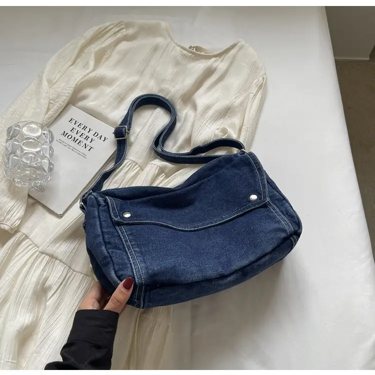 Japanese Style Flapover Washed Canvas Crossbody Bag — feature 84