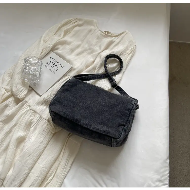 Japanese Style Flapover Washed Canvas Crossbody Bag — feature 86