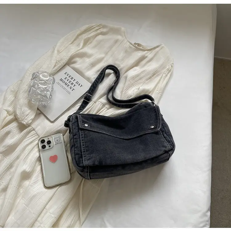 Japanese Style Flapover Washed Canvas Crossbody Bag — feature 88