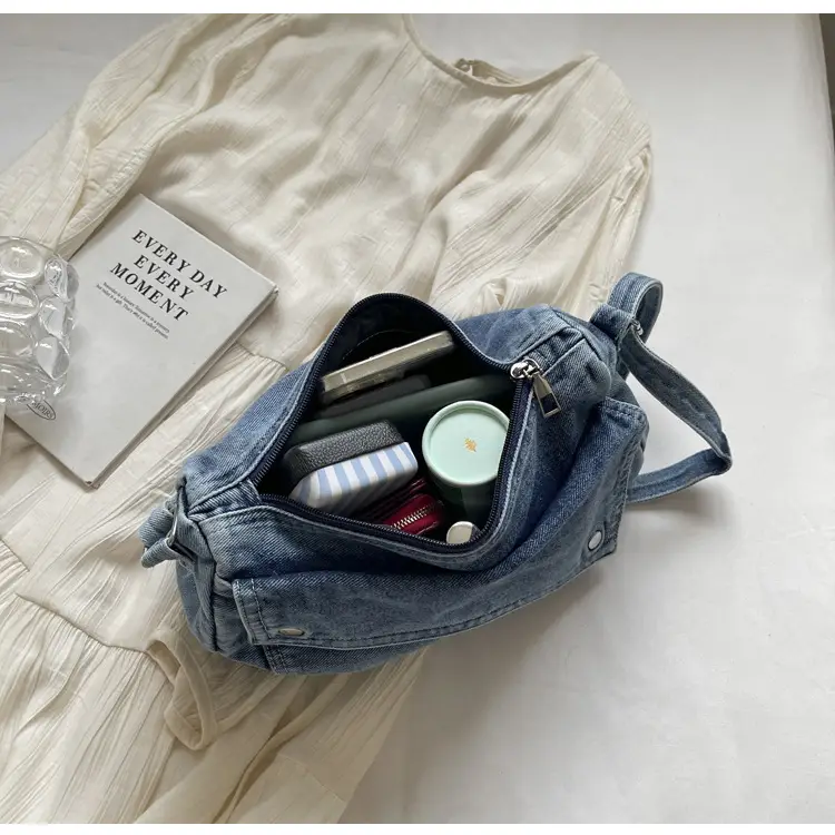 Japanese Style Flapover Washed Canvas Crossbody Bag — feature 97